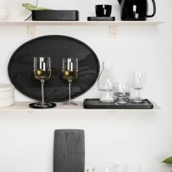 Passe Oval Black Wood Tray