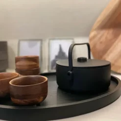 Passe Oval Black Wood Tray