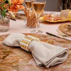 Pearl Cuff Napkin Ring Gold Set of 4