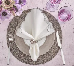 Pearl Napkin Ring Grey & Silver Set of 4