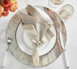 Pearl Napkin Ring Grey & Silver Set of 4