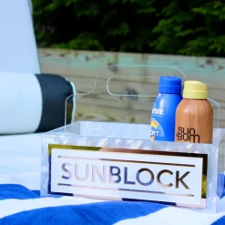Porter Acrylic Sunblock Caddy - White & Gold