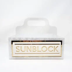 Porter Acrylic Sunblock Caddy - White & Gold