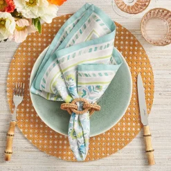 Rattan Link Napkin Ring Natural Set of 4