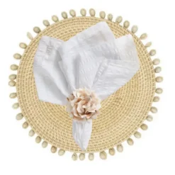 Rattan Seashell Placemat Natural Set of 4
