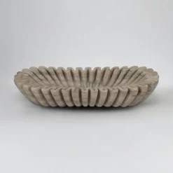 Rift Tan Marble Oval Bowl