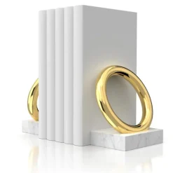 Ring Bookends Set of 2 - Marble & Gold