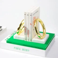 Ring Bookends Set of 2 - Marble & Gold