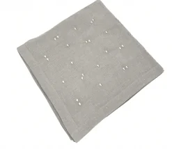 Scattered Embroidered Silver Dots Napkin Set of 4