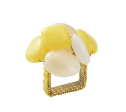 Sea Stone Napkin Ring Yellow Set of 4