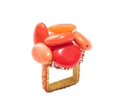 Sea Stone Orange Napkin Ring Set of 4