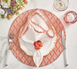 Sea Stone Orange Napkin Ring Set of 4