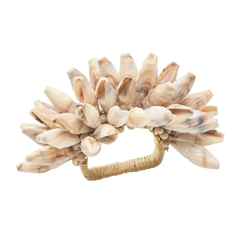 Shell Fringe Napkin Ring Set of 4