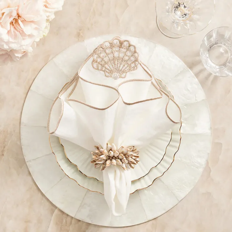 Shell Fringe Napkin Ring Set of 4