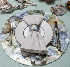 Shell Pearl Black Napkin Ring Set of 4