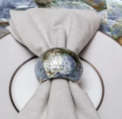 Shell Pearl Black Napkin Ring Set of 4