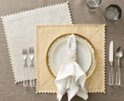 Stamped Reversible Placemat Silver & Gold Set of 4