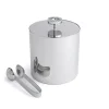 Striations Silver Ice Bucket with Tongs