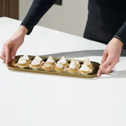 Striations Gold Small Rectangle Serving Tray