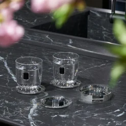 Striations Silver Coasters s/4 in Holder