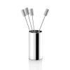 Striations Silver Cocktail Picks Set/ 4 and Holder
