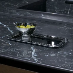 Striations Silver Cocktail Picks Set/ 4 and Holder