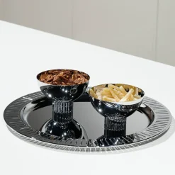 Striations Silver Round Serving Tray