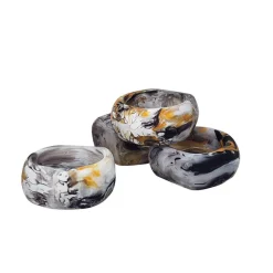 Swirl Colored Resin Napkin Ring Set of 4 - Mocha