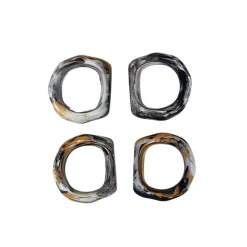 Swirl Colored Resin Napkin Ring Set of 4 - Mocha