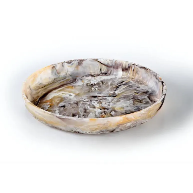 Swirl Colored Resin Round Platter Mocha Medium