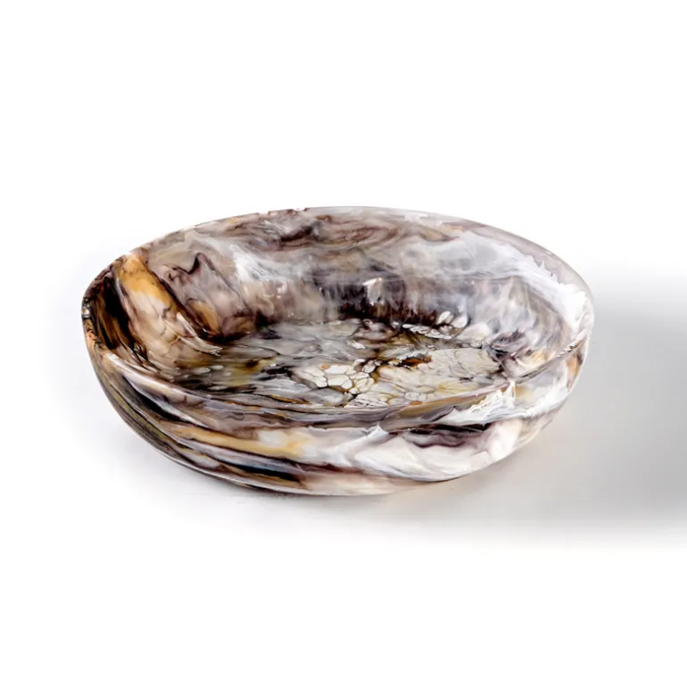 Swirl Colored Resin Round Bowl Mocha - Medium