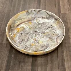 Swirl Colored Resin Round Platter Mocha Medium