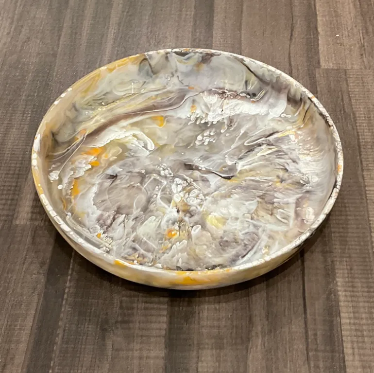 Swirl Colored Resin Round Platter Mocha Medium
