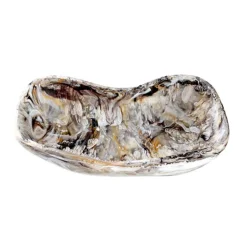 Swirl Colored Resin Scallop Rectangle Bowl - Mocha