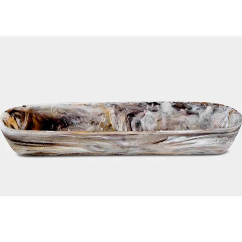 Swirl Resin Colored Boat Bowl Mocha