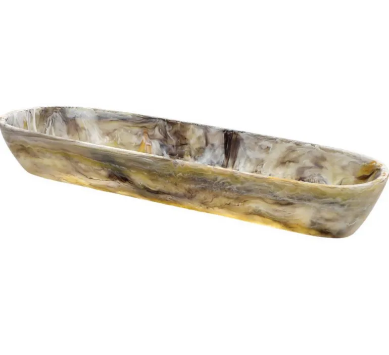 Swirl Resin Colored Boat Bowl Mocha