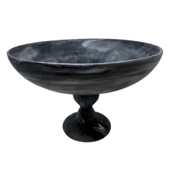 Swirl Resin Footed Bowl - Black
