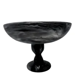 Swirl Resin Footed Bowl - Black