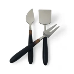 Teak Black Handled Cheese Set