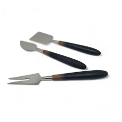 Teak Black Handled Cheese Set