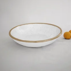 Thanni Bahama Weave Bowl Large White & Gold