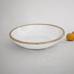 Thanni Bahama Weave Bowl Large White & Gold