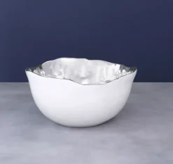 Thanni Osaka Deep Bowl White and Silver Medium