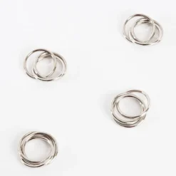 Triple Ring Napkin Ring Set of 4 - Silver