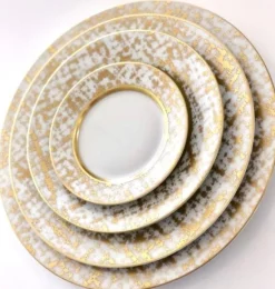 Tweed White & Gold Dinnerware