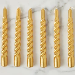 Twisted Taper Candle Gold Set of 6