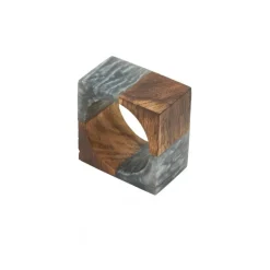 Two Tone Cube Napkin Ring Grey Set of 4