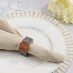 Two Tone Cube Napkin Ring Grey Set of 4