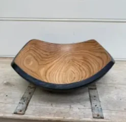 Two Toned Square Oak Wood Bowl