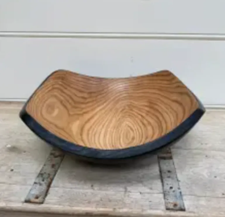 Two Toned Square Oak Wood Bowl